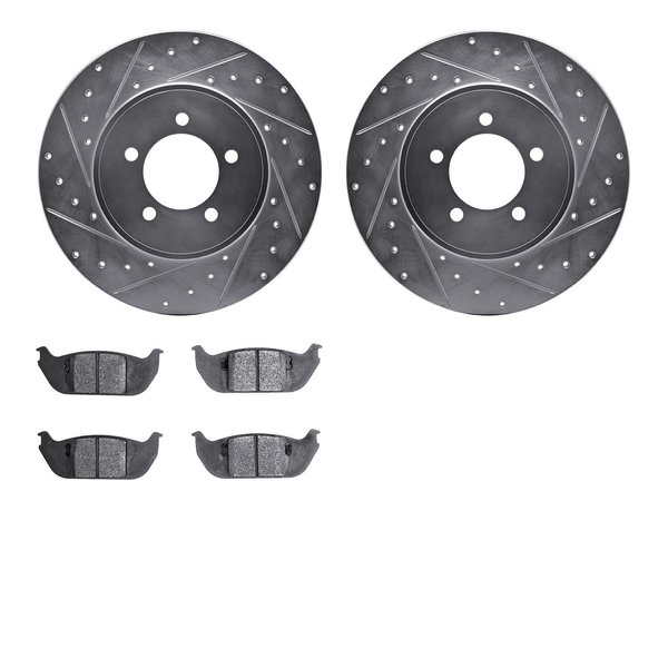 Dynamic Friction Co 7302-55006, Rotors-Drilled and Slotted-Silver with 3000 Series Ceramic Brake Pads, Zinc Coated 7302-55006